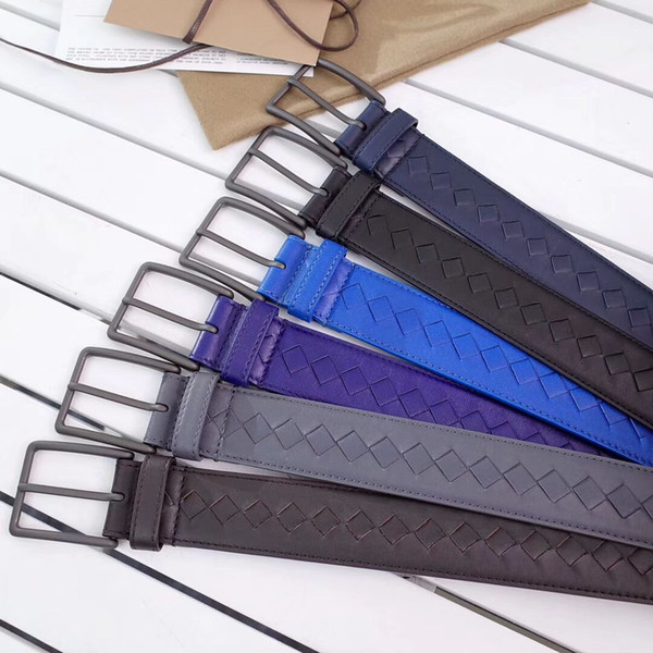 New Arrial Free Shipment New Zealand Original Calf Leather Designer Belt For Men Hand-Woven Pin Buckle 100% Real Leather Men's Belts Hiqh