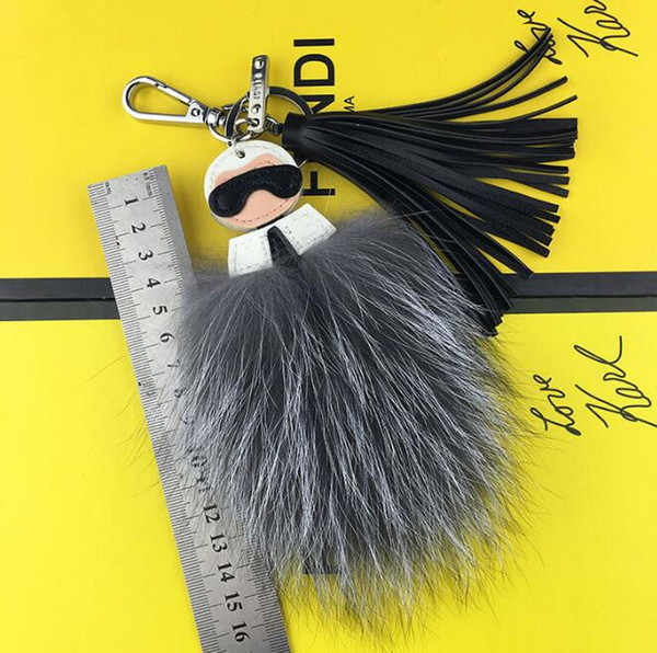 {LOGO box}Fluffy Fox Leather Little Monster Bag Keychain Luxury Car Jewelry Pendant bags Fur Pendant Brand bag decoration pendant