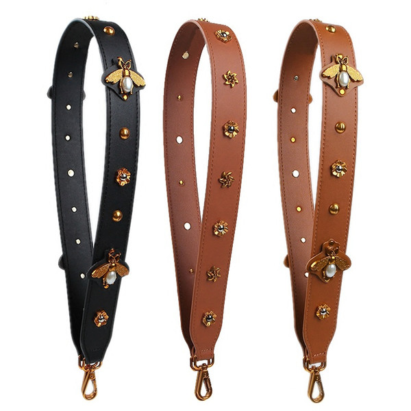 Meetee leather single shoulder strap for handbag Retro small bee lady bag belt broadband Detachable bag accessories