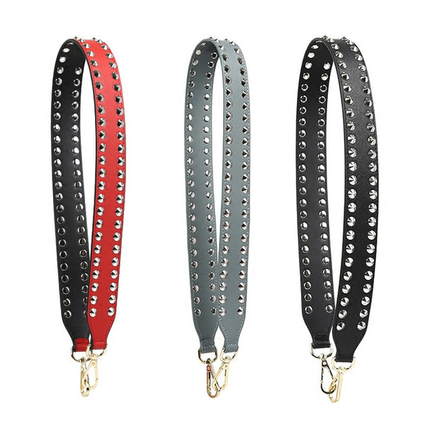 Meetee rivet single shoulder cross long belt new fashion punk wide strap women accessories bag solid color