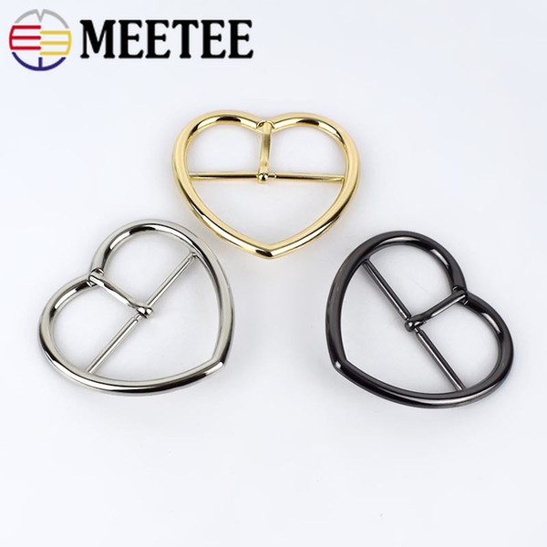 Meetee 52x45mm Heart Bag Adjustable Buckles For Handbag Strap Pin Buckle Belt Metal Adjuster Clasp Hooks DIY Luggage Accessories