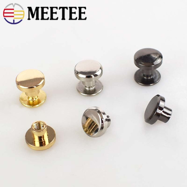 Meetee 8/10mm Flat Bottom Screw Rivet Metal Buckle Round Nail Button Bag Decor Buckle DIY Luggage Hardware Accessories