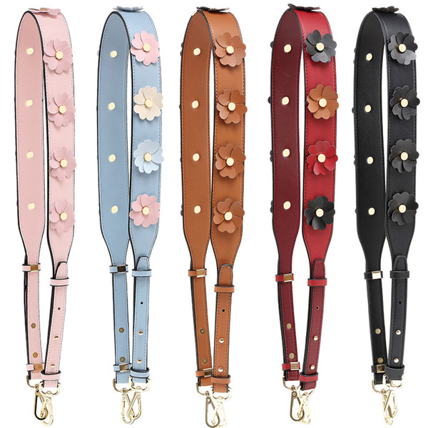 Meetee Flower Rivet Shoulder Strap For Female Handbag Fashion Leather Adjustable Straps replacement Pu Belt Bag Part Replacement Accessories