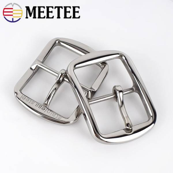 Meetee 40mm*52mm Stainless Steel Men Pin Belt Buckles for 39mm Wide Belt Business Trousers Belt Buckles DIY Leather Craft F1-36