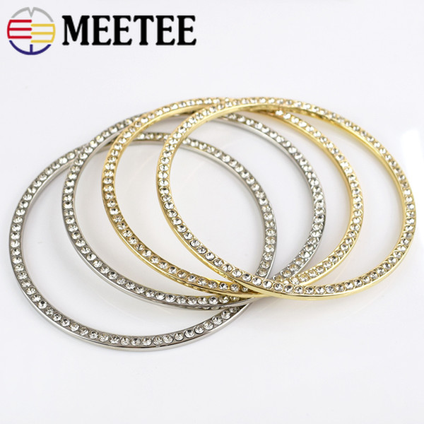 Meetee Metal Alloy Diamond O Ring Handle Buckles DIY Clothing Bag Decoration Craft Hardware Accessories BD371