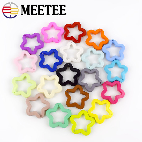 Meetee 30mm Resin Rings Buckles For Keychain Star Shape Key Ring Bag Pendant Holder DIY Accessories