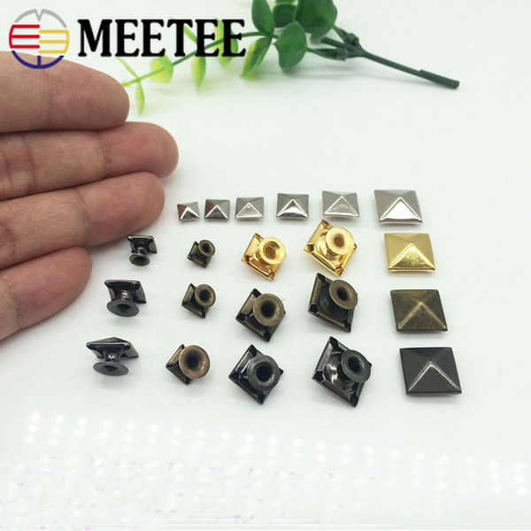 Meetee 6-12mm Metal Square Rivet Buckles Bag Shoes Decor Button DIY Belt Leather Crafts Hardware Accessories BF068