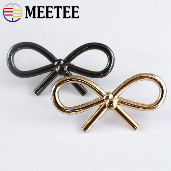 Meetee 10pcs 44*22mm Bow Shoes Buckle Metal Bag Clothing Decorative Buckles DIY Leather Craft Luggage Accessories BD437