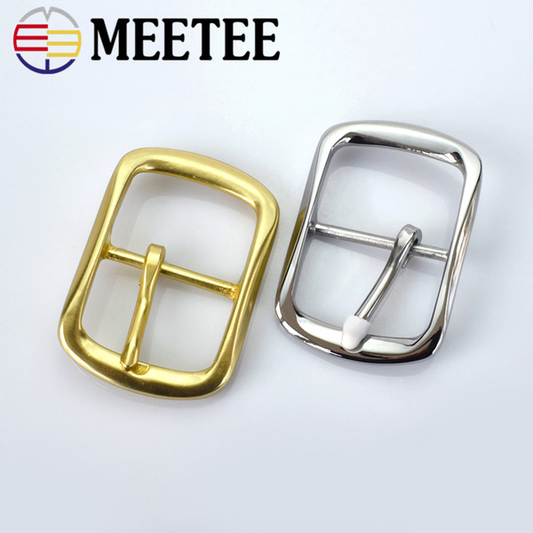 Meetee 40mm Solid Brass Men Belt Buckle Stainless Steel Pin Buckle Men Women Jeans Accessories DIY Leather Craft Hardware