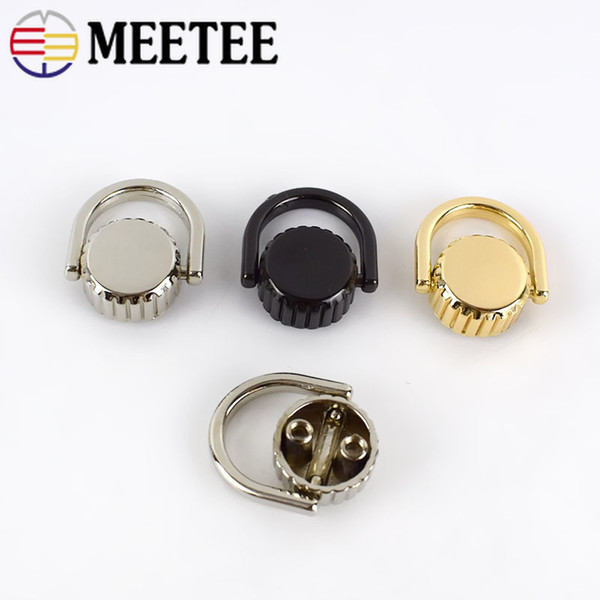 Meetee Side Clamp Screw Buckles Metal Bag Hanging Buckles D Ring Chain Hooks Rivet DIY Luggage Parts Accessories