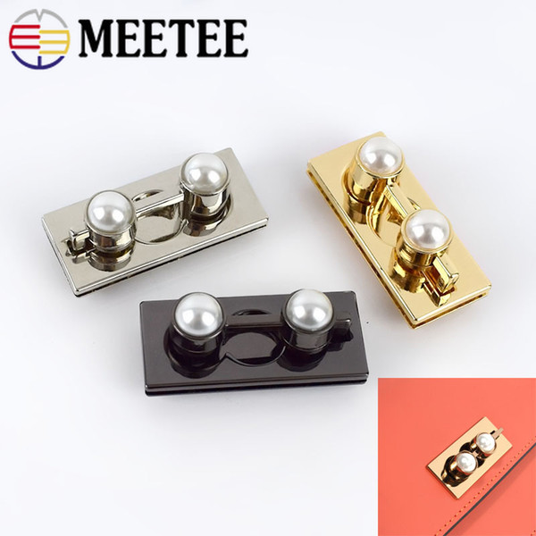 Meetee 49x22mm Pearl Bag Locks Metal Handbag Spring Lock Snaps Clasp Purse Closure DIY Replacement Leather Accessories