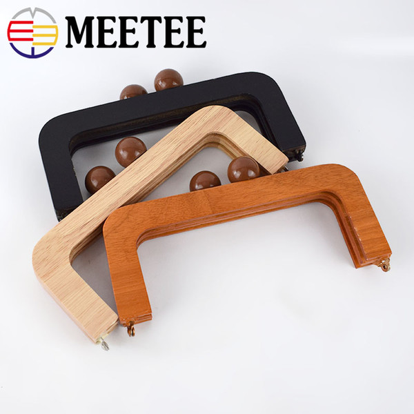 Meetee 20*8cm classic style bag Frame wood handle antique coffee kiss clasp purse frames DIY Bag Accessories 3 colors for select ZK752