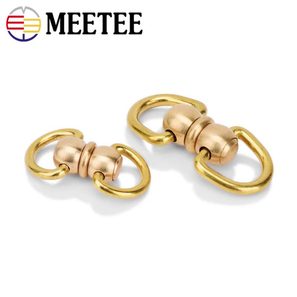 Meetee Brass 8 word universal spin buckle DIY Pure copper accessories belt hand luggage leather link ZK2032