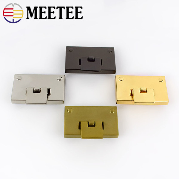 Meetee Square 50x30mm Handbag Metal Locks Bag Twist Turn Lock For DIY Replacement Purse Snap Clasp Closure Hardware Accessories