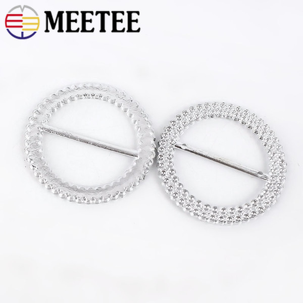 Meetee 32/50mm Plastic Rhinestone Tri-Glide Buckles Round Adjust Button DIY Scarf Coat Belt Bags Decor Accessories CN041