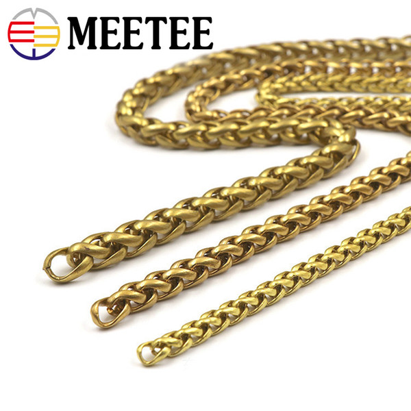 Meetee Fashion Solid Brass Men Belt Pants Keychain Trousers Jeans Wallet Chain Metal Bag Chain DIY Leather Crafts Accessories