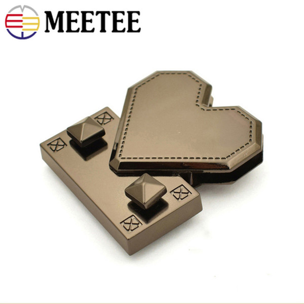 Meetee Metal Lock Creative Heart Shaped Clasp Female Purse Decor Plug Snap Lock Buckles DIY Bag Parts Accessories BF079