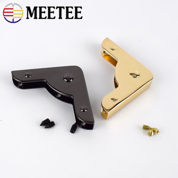 Meetee 40x45mm Bag Purse Decoration Corner In Screws Handbag Edge Binding Protector Corners Metal Hook Buckle DIY Hardware Accessories BF346