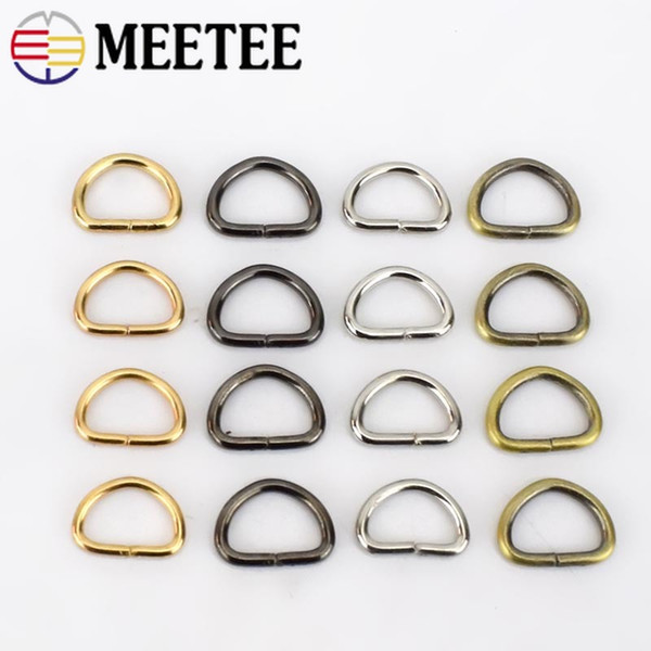 Meetee 10mm D Ring Buckles Metal Opening Dog Collar Chain Webbing Ring Buckles DIY Bag Hardware Accessories BF073