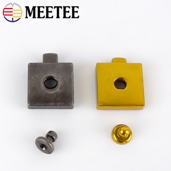 Meetee 24*24mm Square Bag Locks Metal Handbag Pushed Lock Snaps Clasp Replacement Purse Closure Luggage Accessories