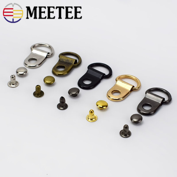 Meetee wholesale faster Metal Copper Material D Ring Buckle 9*14mm Carabiner Installation Nail DIY Shoes Strap Buckle Bag Accessories