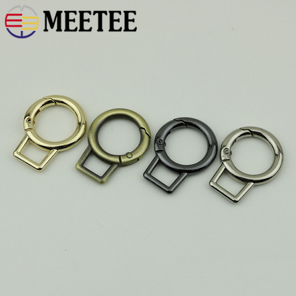 Meetee 19mm Spring O Rings Metal Buckles For Handbag Strap Keychain Hook Clip Buckle clasp bag Strap Connector DIY Accessories