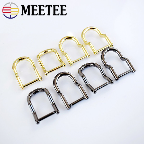 Meetee 14mm Removable D Ring Buckles Metal Bag Buckle Handbag Strap Bag Chain Clasp Hooks With Screw DIY Bag Handles Hanger KY584