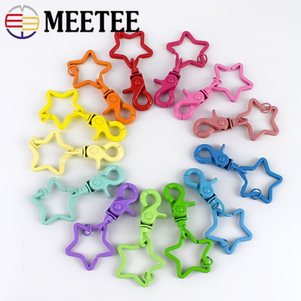 Meetee Keychain Rings Buckles Star Key Holder Split Rings Dog Buckles Snap Hook Lobster Clasp DIY Keychain Pendant