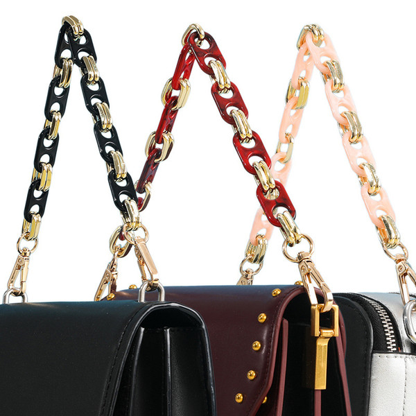 Meetee one shoulder crossbody strap for handbag metal Splicing color resin bag chain belt hardware accessories