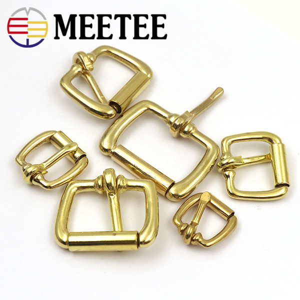 Meetee 13-32mm Pure Copper Belt Buckle Roller Square Pin Buckle Brass DIY Bag Strap Adjustment Decorative Accessories BD014