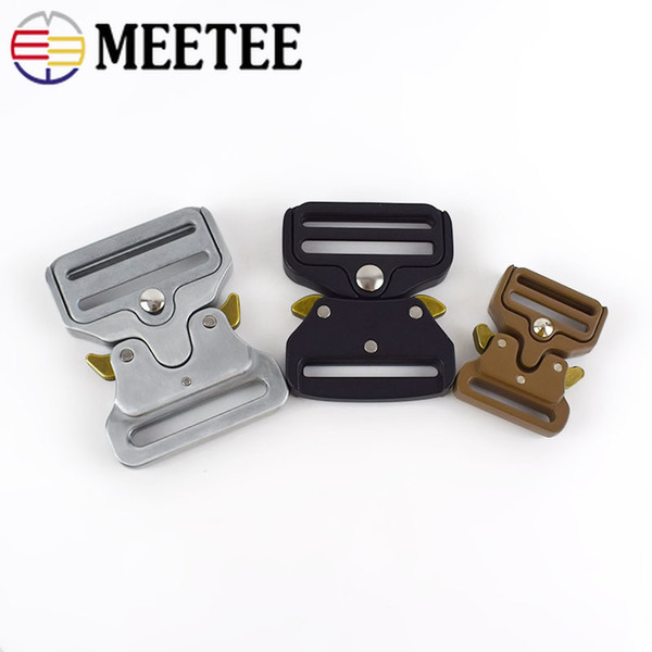 Meetee 25-50mm Alloy Release Buckle Outdoor Tactics Belt Strap Webbing Adjustment Buckle DIY Clothing Luggage Accessories