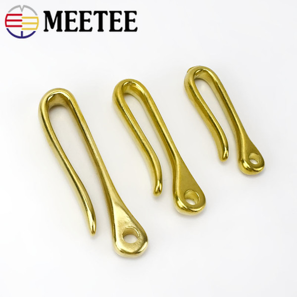 Meetee Solid Brass Hook Belt U-shaped Key Chain Hook Metal Buckle Leather Craft Bag Hanger DIY Hardware Part Accessories