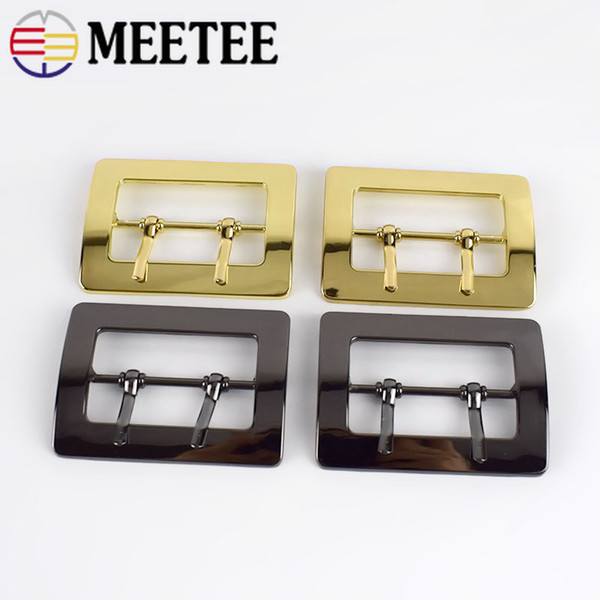 Meetee 50mm Metal Double Pin Buckle Coat Decor Belt Buckles DIY Bag Strap Adjustment Hook Luggage Hardware Accessories