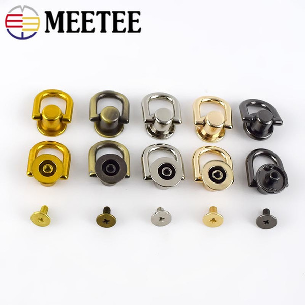 Meetee Bag Side Clip Screw Nail Rivet Handbag Strap Connector Clasp Hanger Buckles D Ring Handles Chain Hook Hardware Accessories