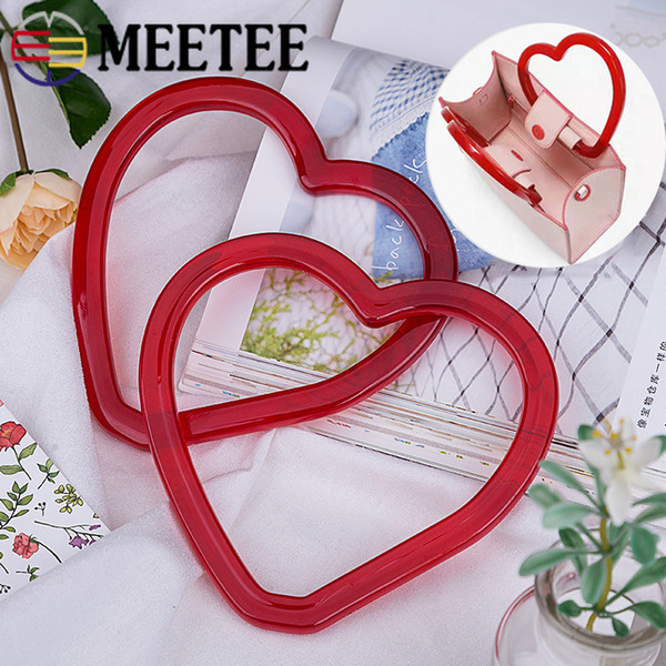 Meetee Red Heart-shaped Bag Handle Resin Ring Buckles DIY Purse Frame Decor Handle Bag Parts Accessories