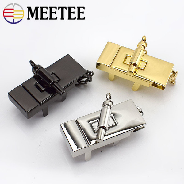 Meetee Bag metal switch lock gold insert locks Alloy chain Closure buckle Snap Purse Clasp Buckles Bag accessories