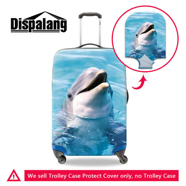 Cute Cat Pattern Traveling Luggage Suitcase Protective Cover For 18-30 Inch Trolley Case 3D Printing Dolpin Rain Dust Spandex Baggage Covers