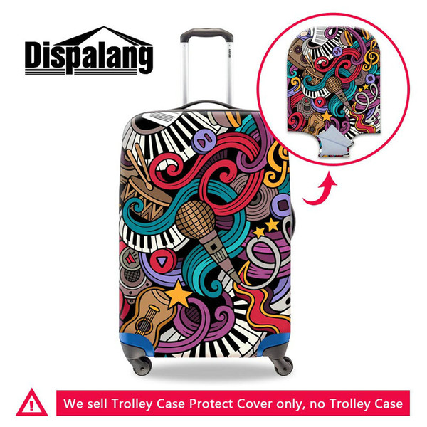 Music Microphone Pattern Luggage Protector Suitcases Covers For 18-30 Inch Trolley Cases 3 Size S M L Women's Waterproof Cover For Traveling