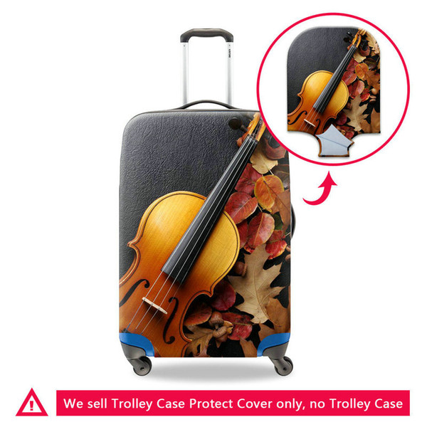 Stretch Suitcase Covers For Children Violin Printing Women Travel Luggage Protective Cover For 18-30 Inch Case Dustproof Cover For Teenagers