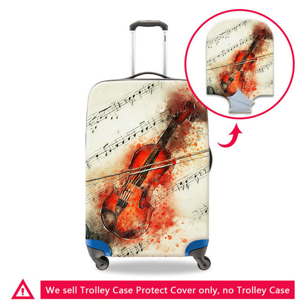 3D Printing Violin Waterproof Travel Luggage Protector Cover For 18 20 22 24 26 28 30 Inch Trunk New Case For Suitcase Washable Dust Covers