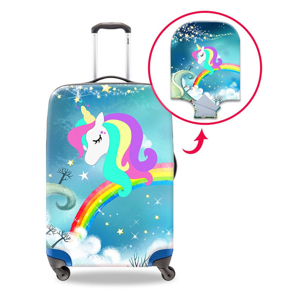 Cartoon Unicorn With Rainbow Women Fashion Luggage Protective Covers For 18-30 Inch Trunk Lady Portable Outdoor Holiday Trip Suitcase Cover