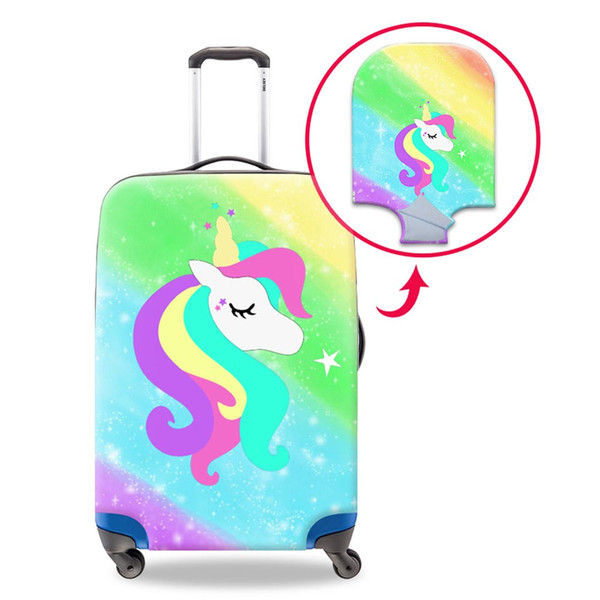 Rainbow Cartoon Unicorn Printing Luggage Cover For 18-30 Inch Case Women's Elastic Suitcase Protective Covers Ladies Dust Travel Accessories