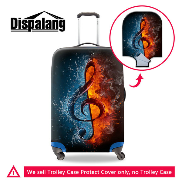 Travel On Road Luggage Protective Cover Musical Note Printing Women Fashion Elastic Dustproof Rain Suitcase Covers For 18-30 Inch Trunk Case