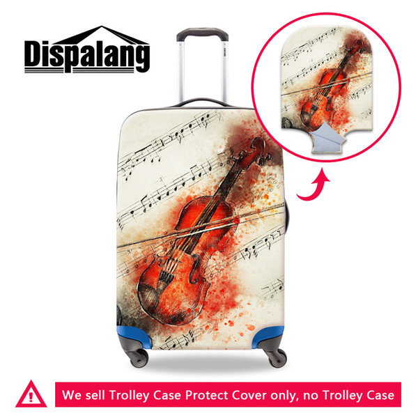 Portable Stretch Elastic Travel Luggage Cover Music Violin Printing Suitcase Protective Covers For 18-30 Inch Trolley Case Anti-Dust Covers