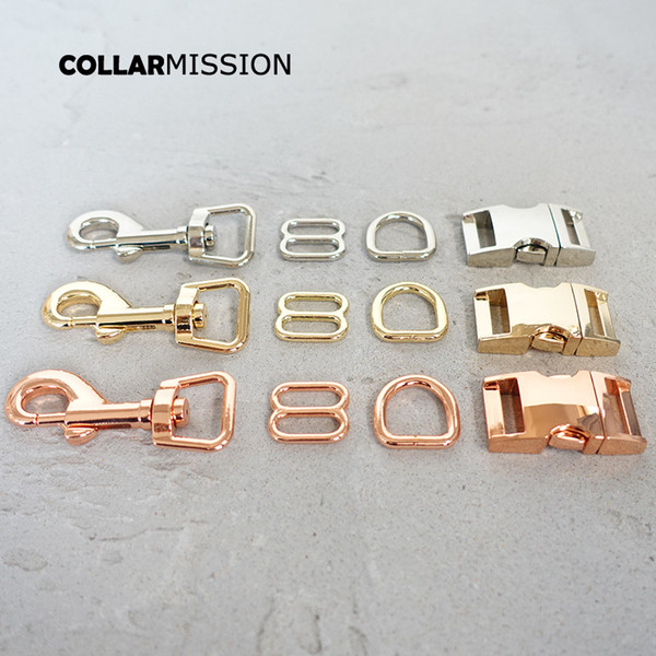 15mm Metal Plated Buckle (metal buckle+ adjust buckle+ D ring+metal dog clasp/set) For Backpack Bag Webbing Cat Dog Collar DIY Accessory 4 k