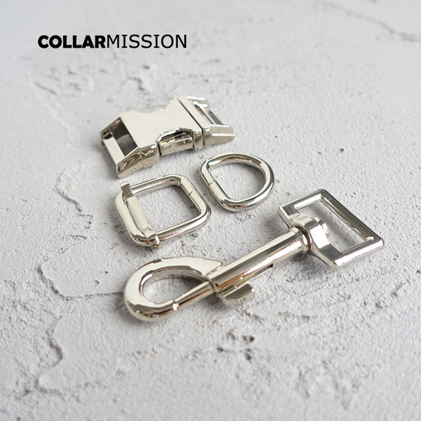 (metal buckle+adjust buckle+D ring+metal dog clasp/set) DIY dog collar 20mm webbing sewing accessory retailing plated buckle