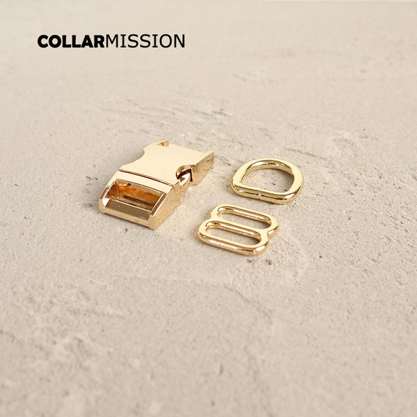 Metal Plated Buckle (Metal Buckle+ Adjust Buckle+ D Ring) For ribbon sewing manual accessories 15mm gold