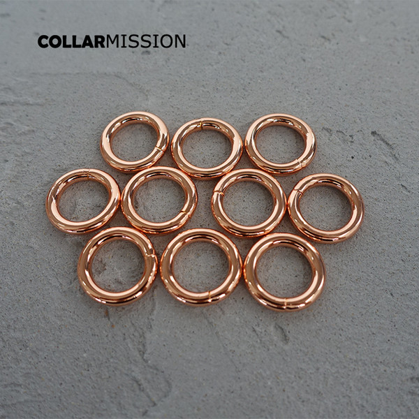 O ring adjustable ring clip buckle hook for 15mm handbag backpack dog harness metal plated non-Welded rose gold O Rings YH15M