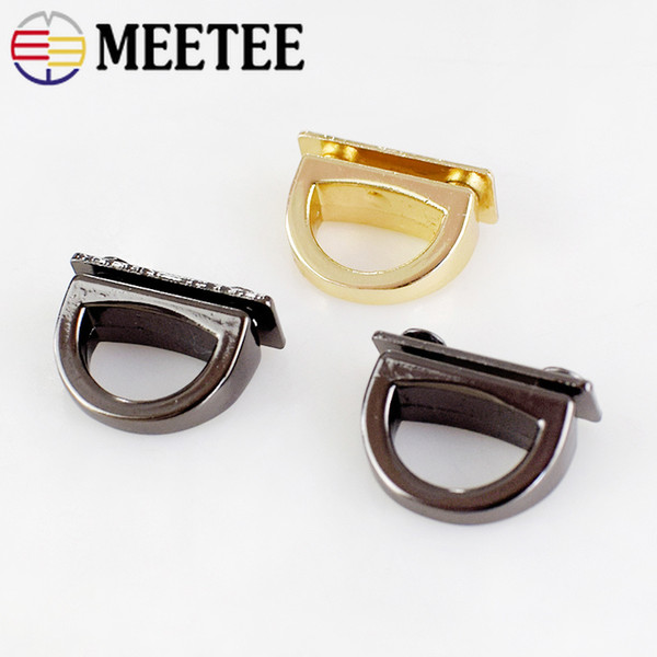 Meetee 14mm Metal D Ring Bag Side Clip Buckles Screw Handbag Chain Hang Buckle DIY Hardware Parts Strap Clasps Accessories