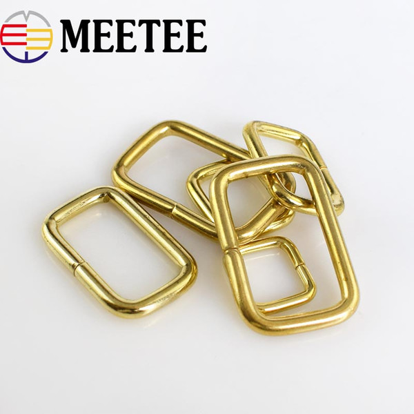 Meetee Solid Brass Square O D Ring Buckles For Backpack Strap Dog Collar Buckles Connector Snap Hooks Bag Clasp Luggage Accessories